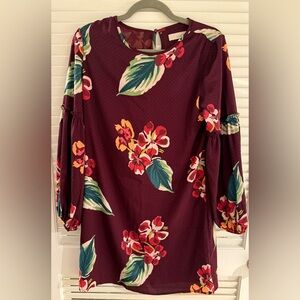 LOFT long sleeve berry colored dress